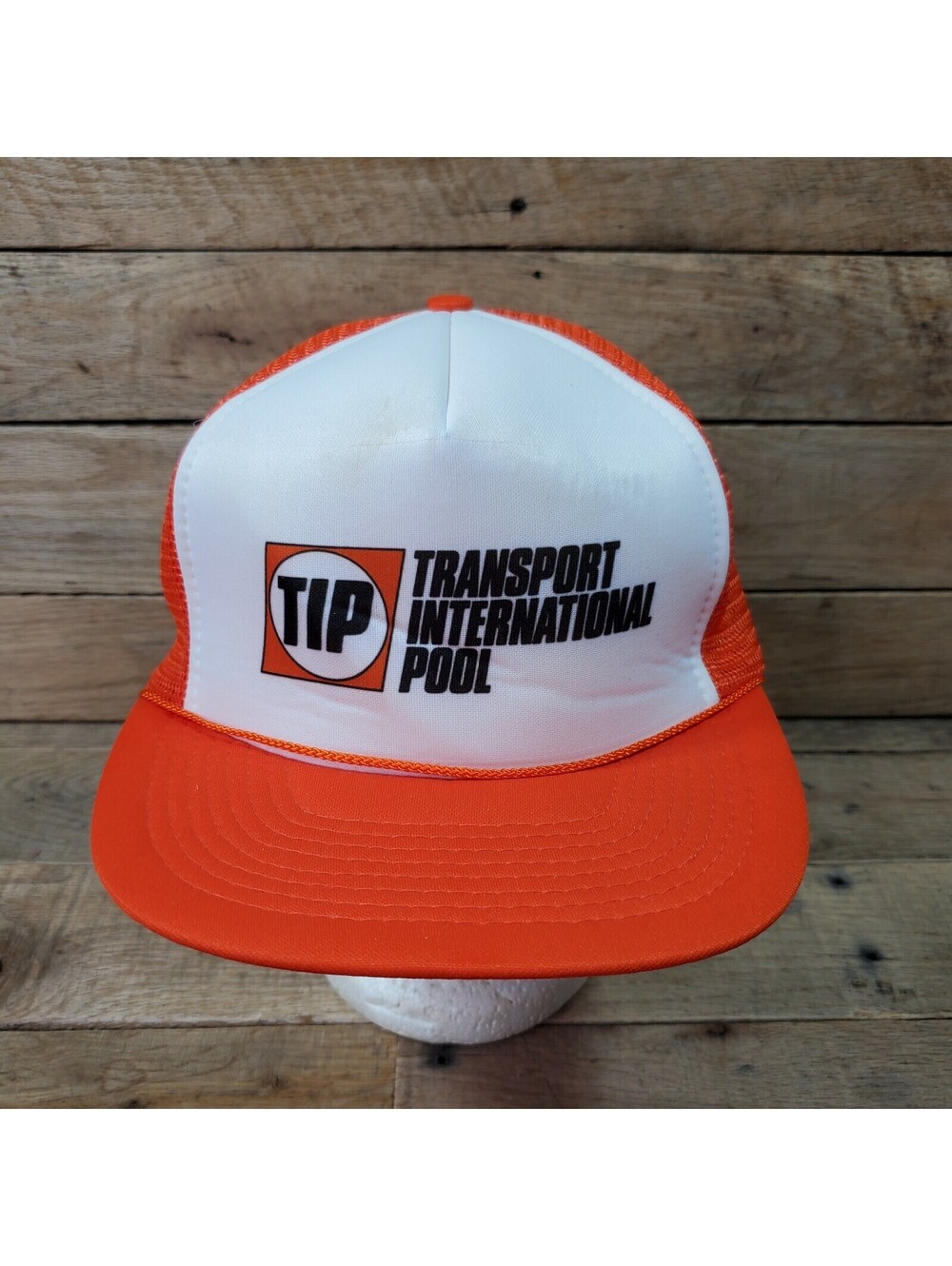 Orange White TIP Transport International Pool Trucker USED Hat Baseball Cap Hat